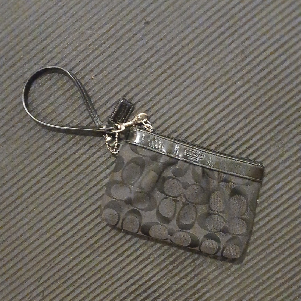SOLD Coach Charcoal Signature Wristlet